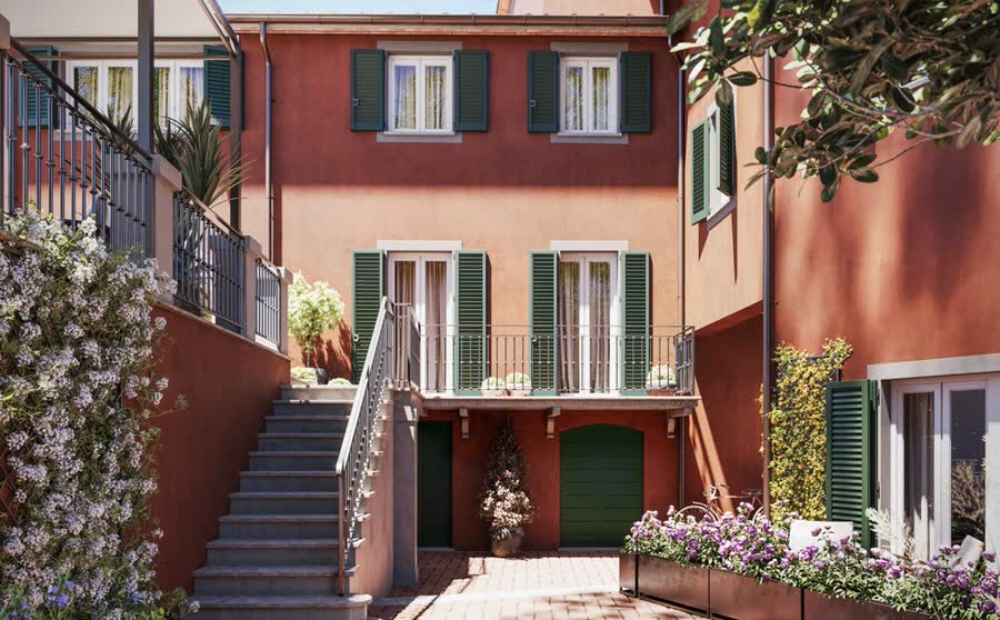 Inner courtyard with stone staircase
