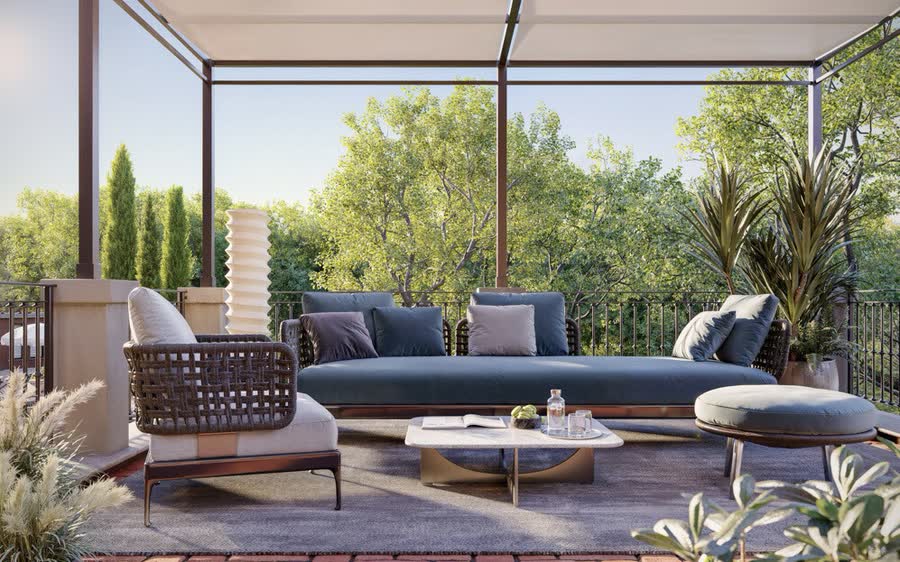 Covered terrace with sofa