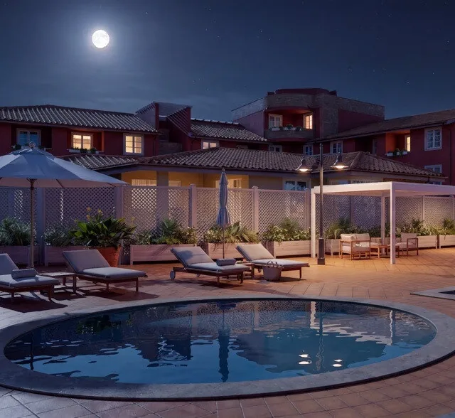 Piscina de noche (render ilustrativo), AO-023