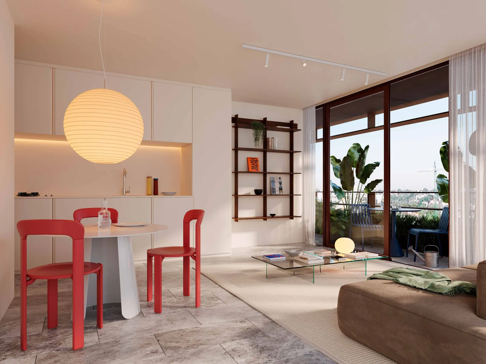 Soggiorno e zona pranzo (render illustrativo), AO-024
